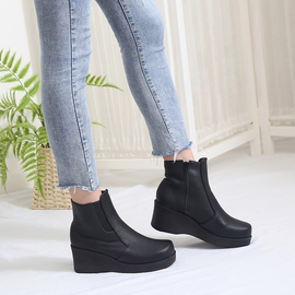 [GIRLS GOOB] Women's Comfortable Wedge Sandal Platform Boots, Synthetic Leather + Band - Made in KOREA